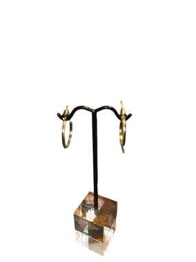 Small Gold Tone Sterling Silver Hoop Earrings with Textured Detail